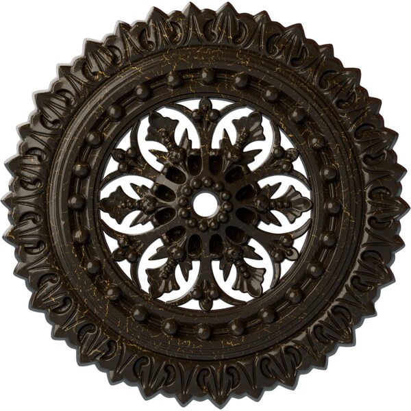 Ekena Millwork Sellek Ceiling Medallion (Canopies up to 1 1/8"), 18 1/2"OD x 7/8"ID x 1 1/2"P, Stone Hearth Crackle CM18SKSHC - main